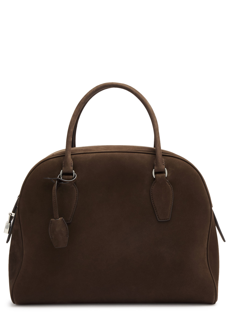 The Row India Zip Top-handle Bag In Nubuck Leather In Dark Brown