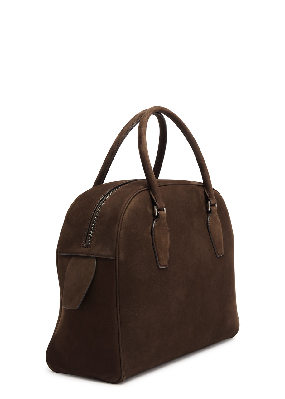The Row India Zip Top-handle Bag In Nubuck Leather In Dark Brown