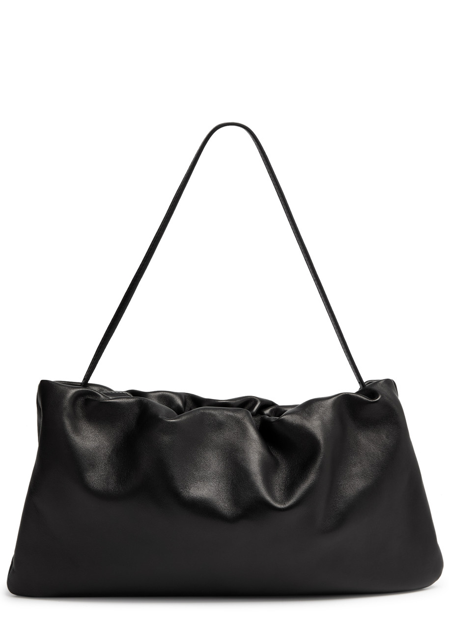 The Row Bourse Xl Leather Shoulder Bag In Black