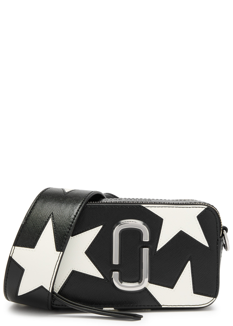 Marc Jacobs The Snapshot Printed Leather Cross-body Bag In Black And White