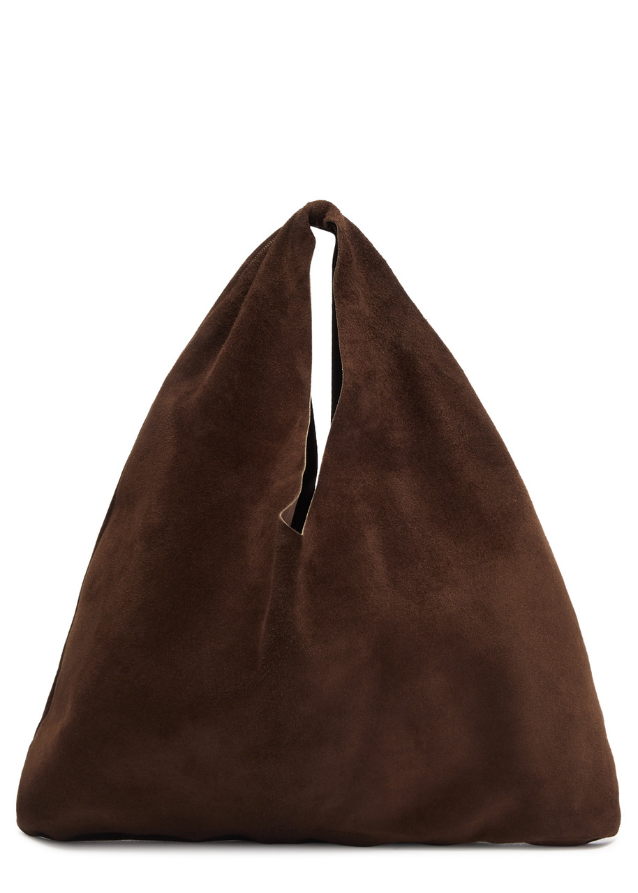 The Row Womens Bindle Small Suede Top Handle Bag Brown Melange In Chocolate