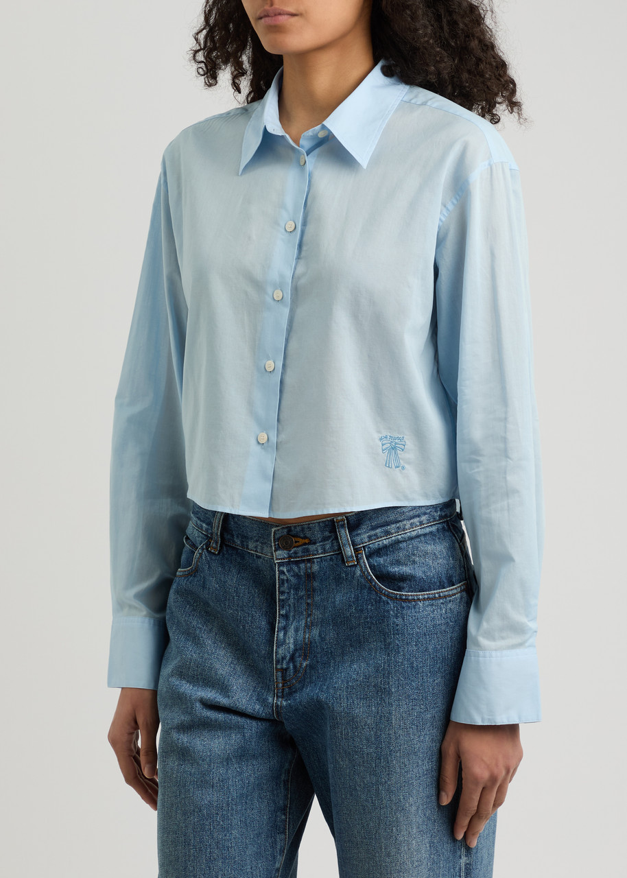 Acne Studios Embroidered Cotton Shirt In Light Blue