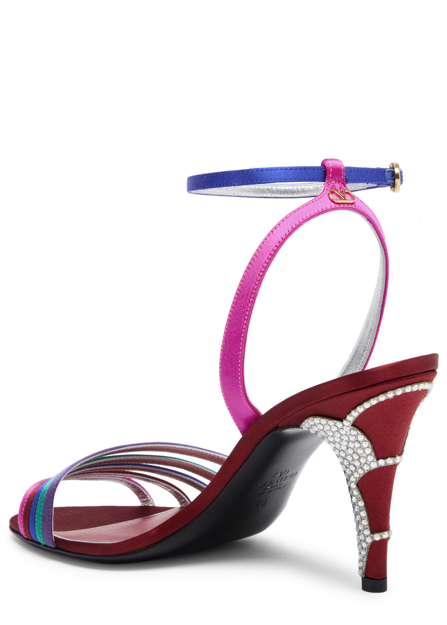 Valentino Ladycrush 85 Satin Sandals In Multicoloured