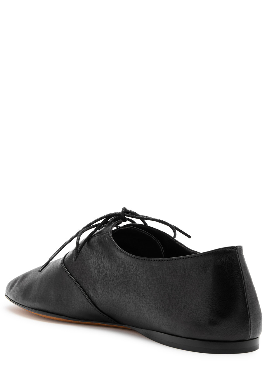 The Row 10mm Awar Leather Lace-up Shoes In Black