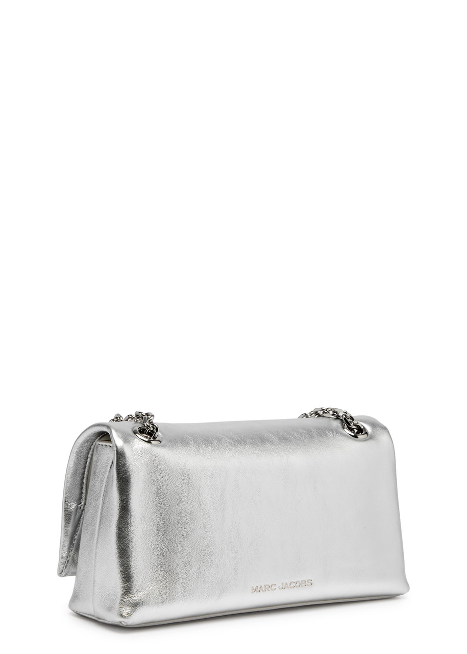 Marc Jacobs The Dual Chain Mini Metallic Leather Shoulder Bag In Silver