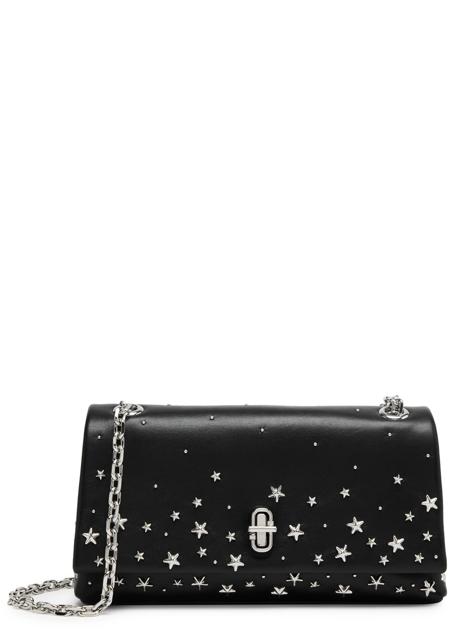 Marc Jacobs The Dual Chain Mini Studded Leather Shoulder Bag In Black
