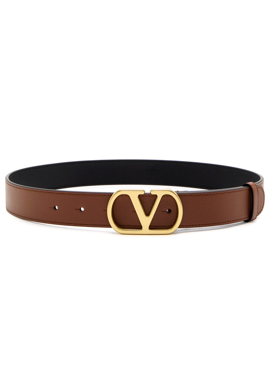 Valentino Vlogo Signature Leather Belt In Caramel