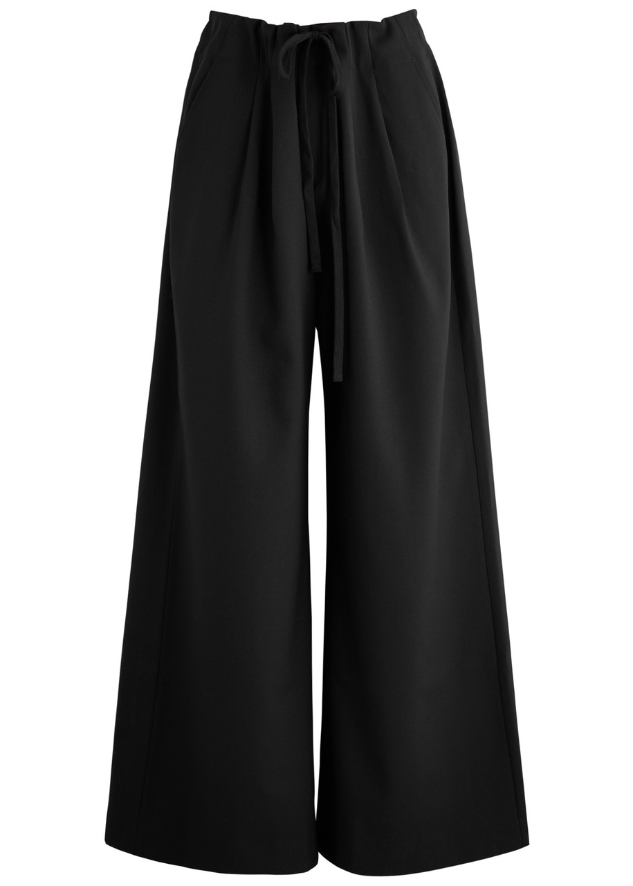 Entire Studios Cinch Wide-leg Twill Trousers In Black