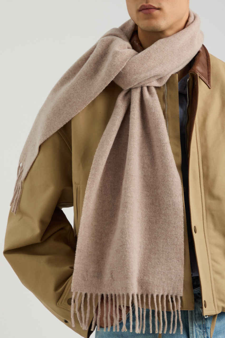 Acne Studios Logo Wool Scarf In Ecru
