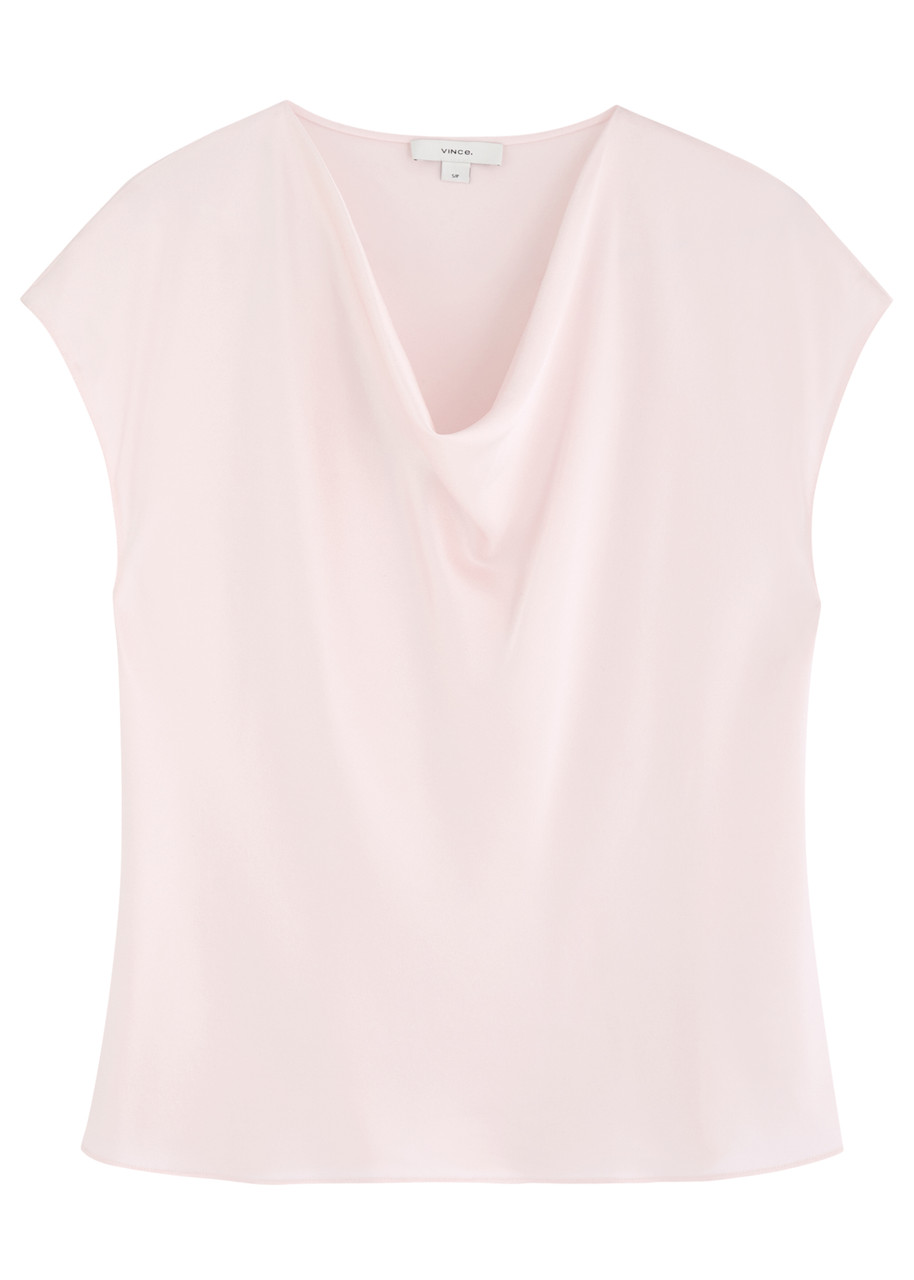 Vince Draped Silk-satin top - Light Pink - S (UK8-10 / S)