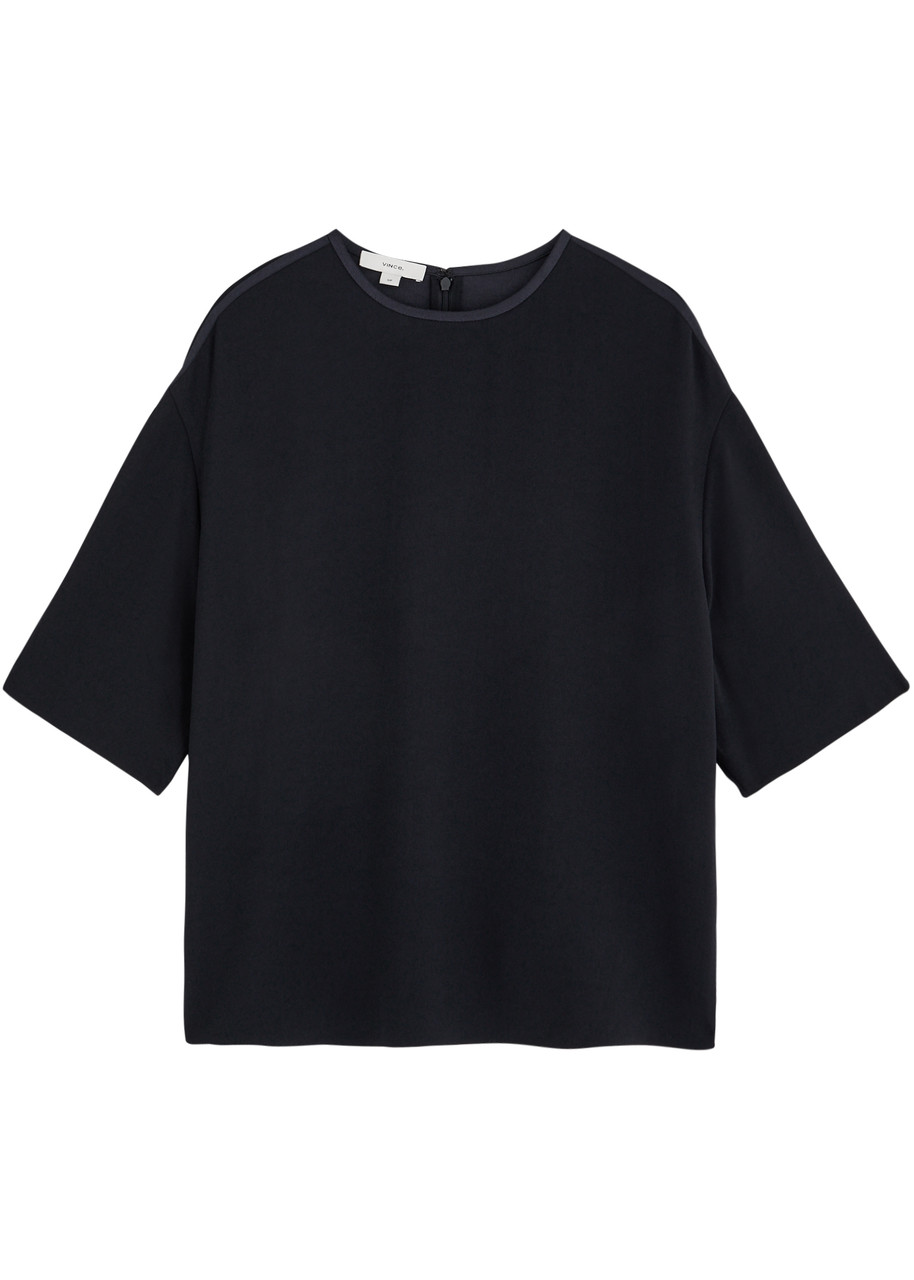 Vince Crepe T-shirt In Dark Navy