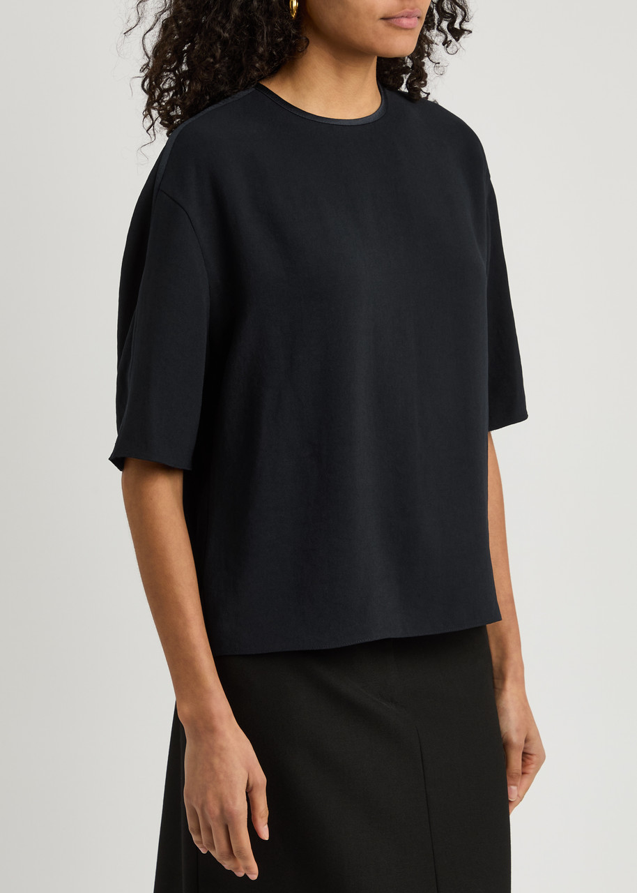 Vince Crepe T-shirt In Dark Navy