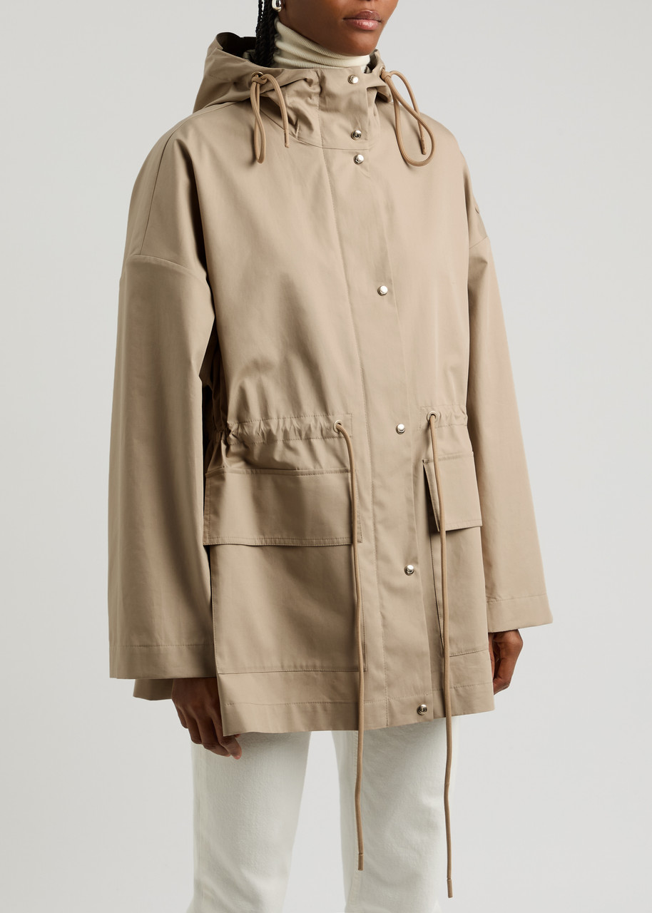 Moncler Gaillon Hooded Cotton-blend Poplin Parka In Beige