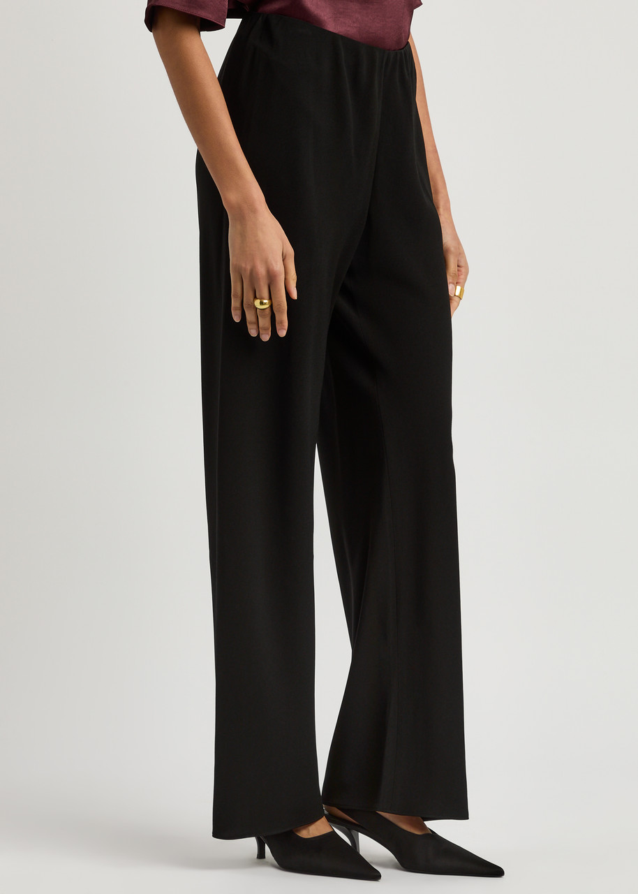 Vince Wide-leg Crepe Trousers In Black