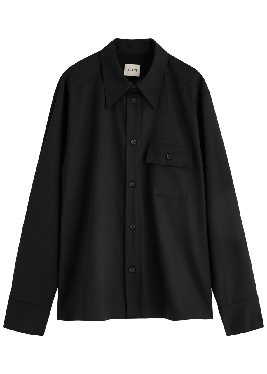 Khaite Yatty Shirt In Tropical Wool In Black