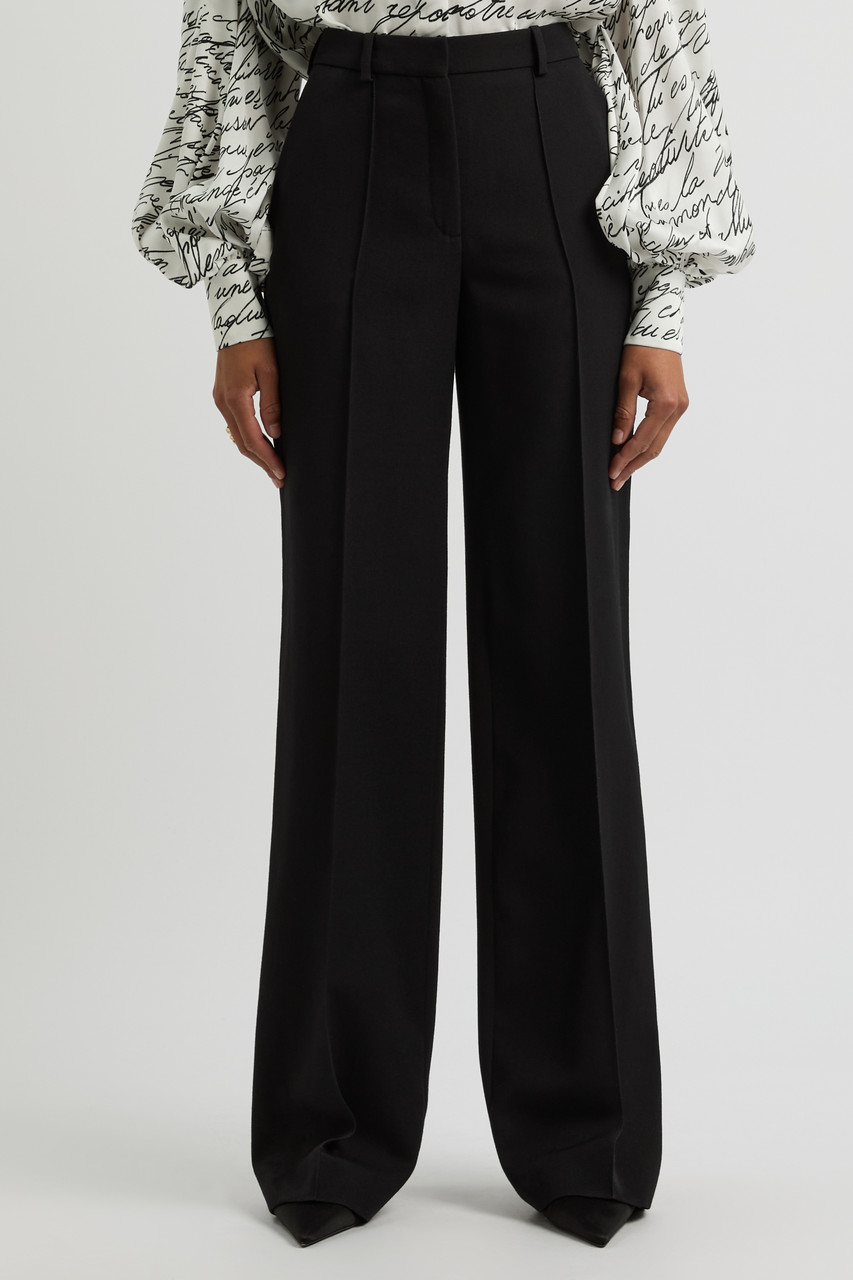 Balmain Satin-striped Wool Trousers In Black