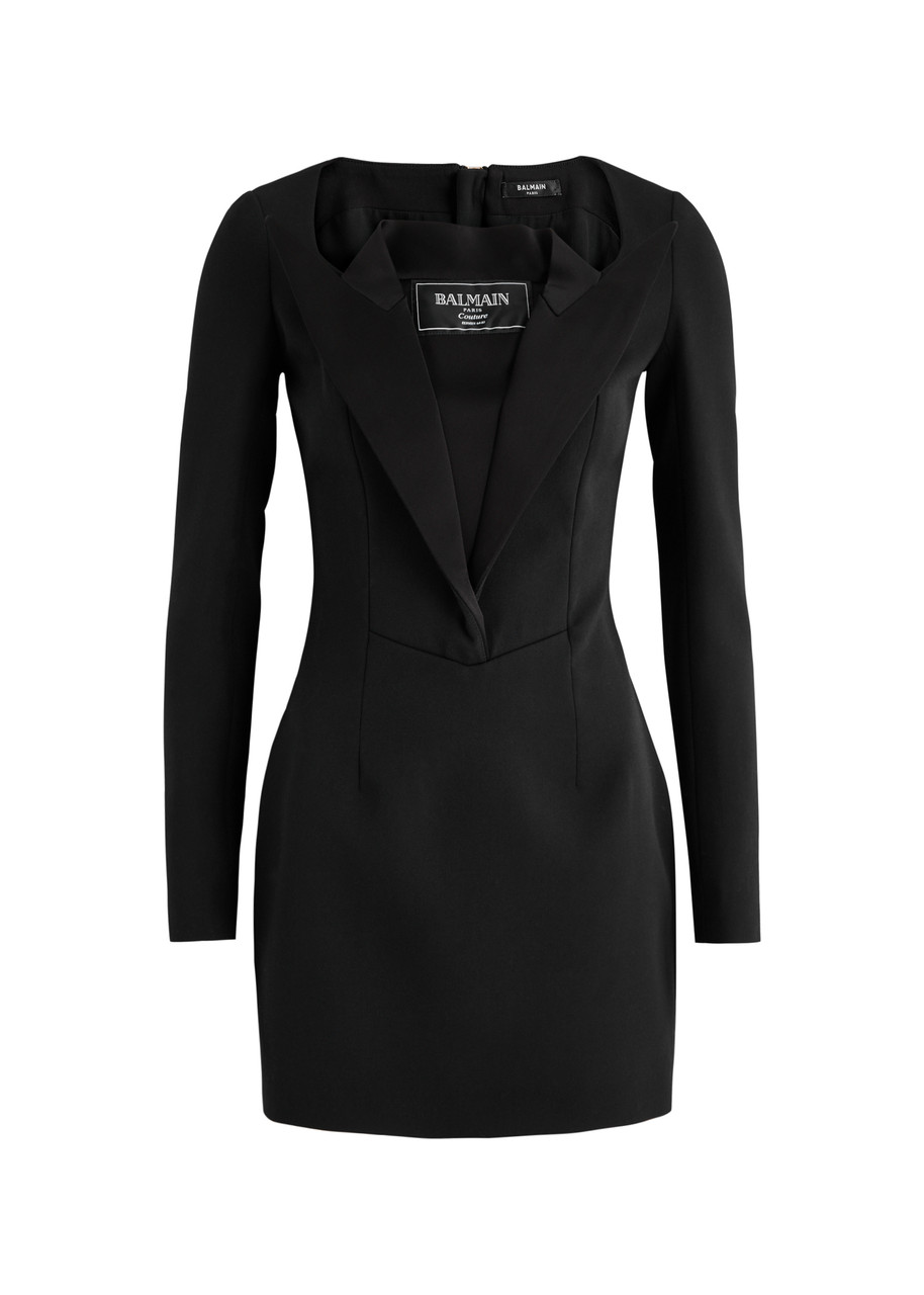 Balmain Jacket-effect Layered Wool Mini Dress - Black - 38 (UK10 / S)