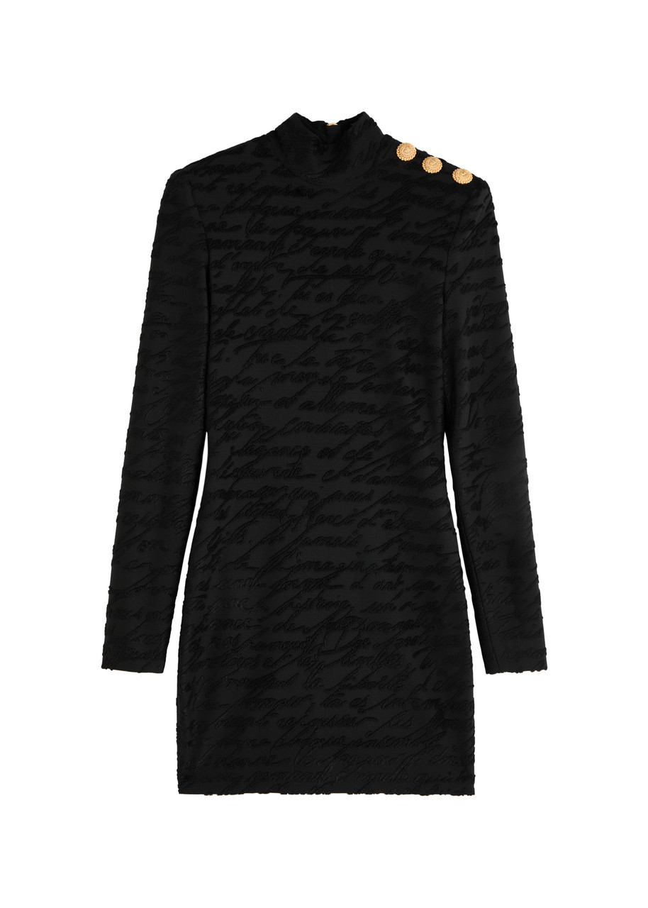 Balmain Bouclé-jacquard Jersey Mini Dress - Black - 38 (UK10 / S)