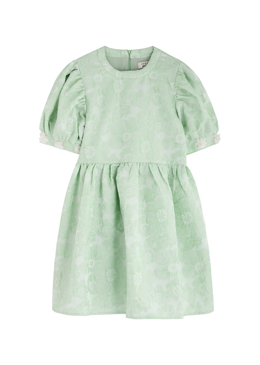 Sister Jane Plume Floral-jacquard Cloqué Mini Dress - Light Green - 6 (UK6 / XS)