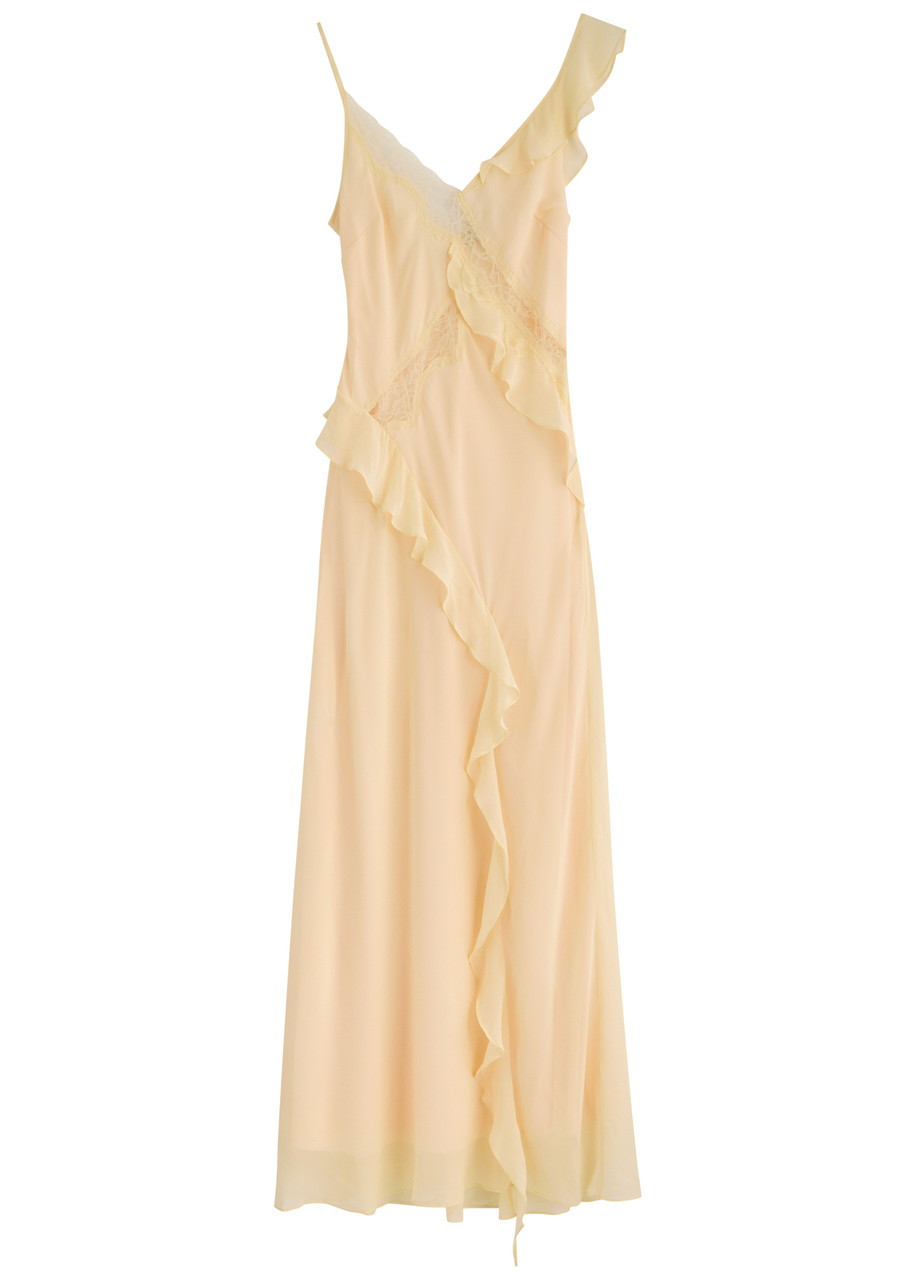 Bec & Bridge Knox Lace-trimmed Silk-chiffon Maxi Dress - Yellow