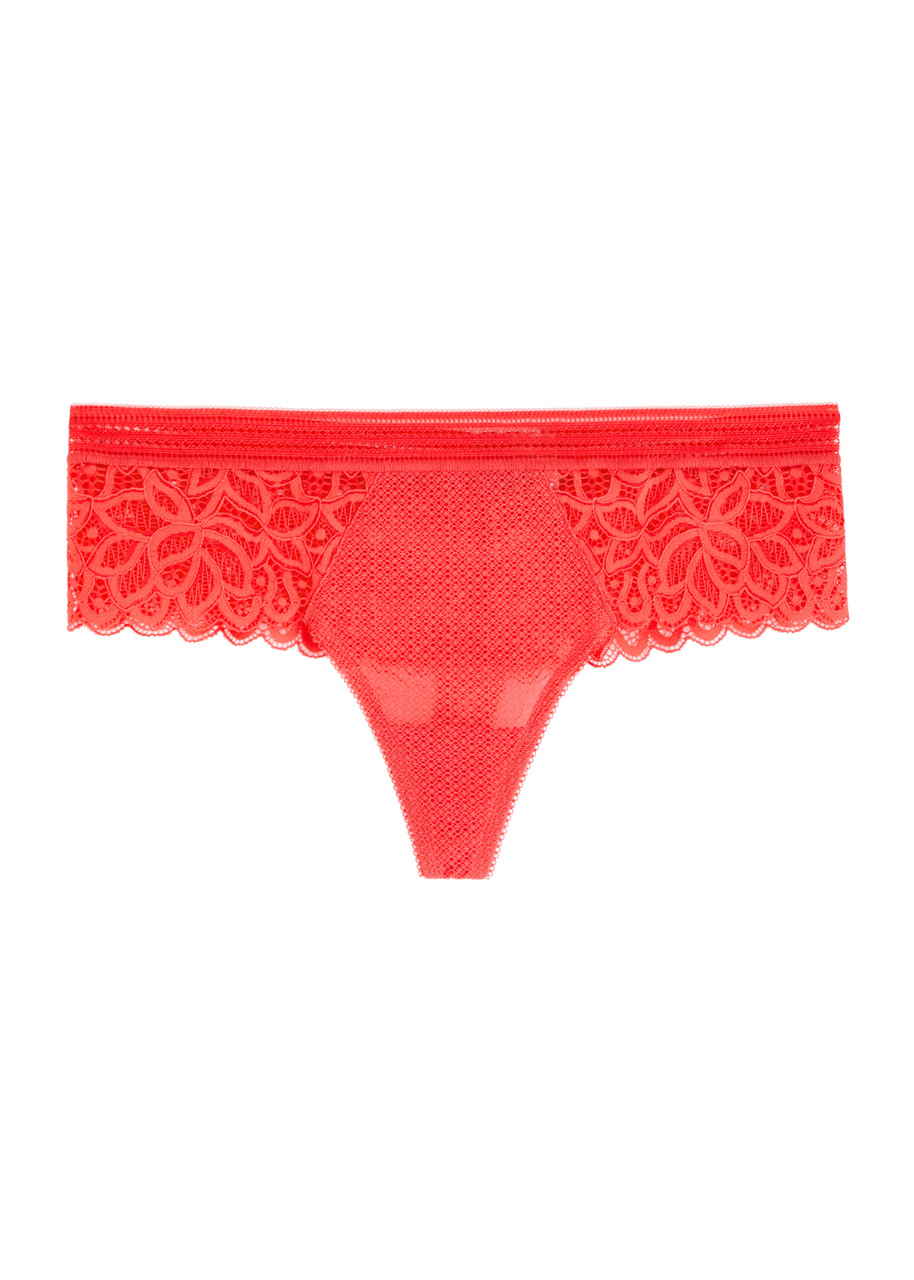 Wacoal Raffine Lace Tanga Thong - Red - L (UK14 / L)