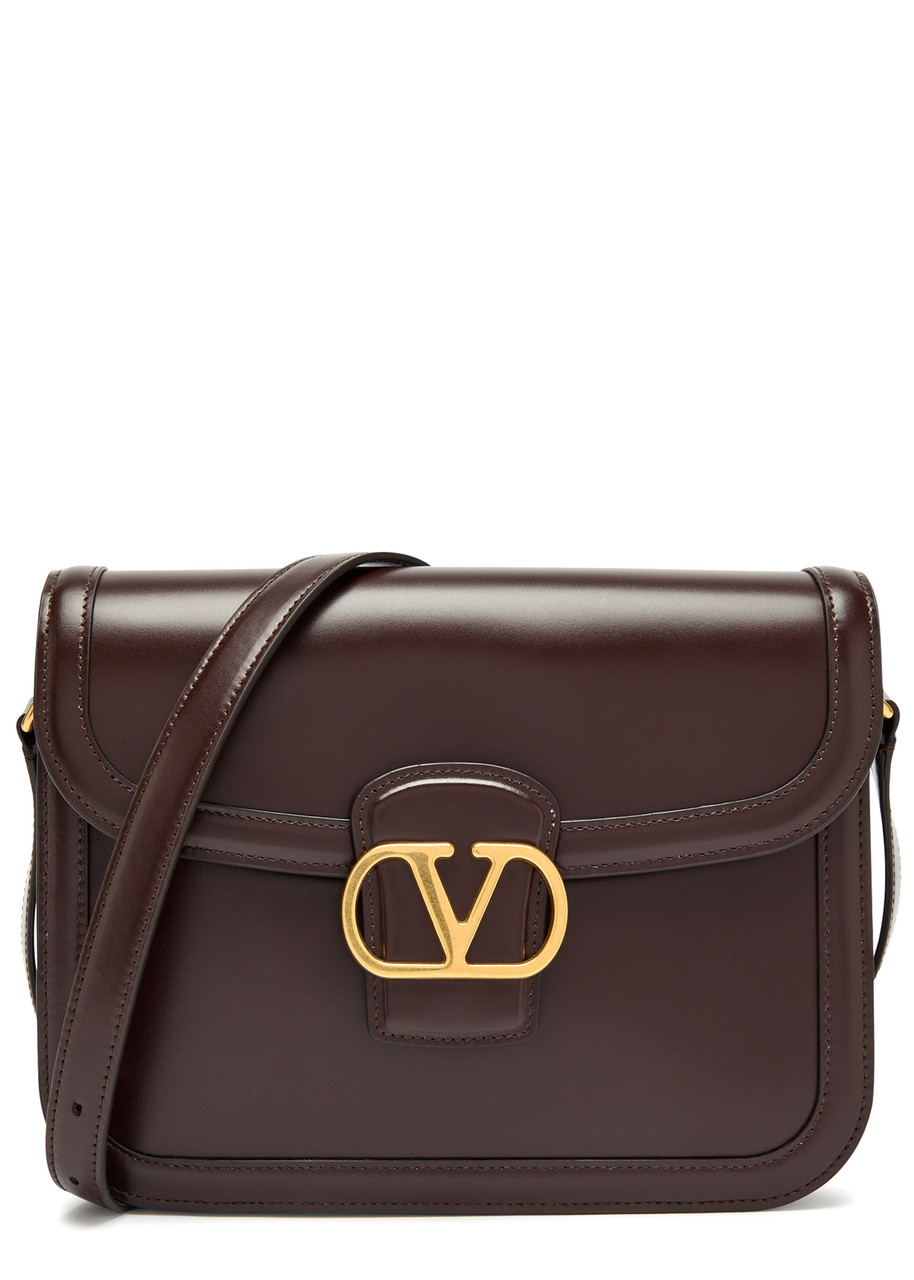 Valentino Garavani 9t05 Leather Shoulder Bag In Dark Brown