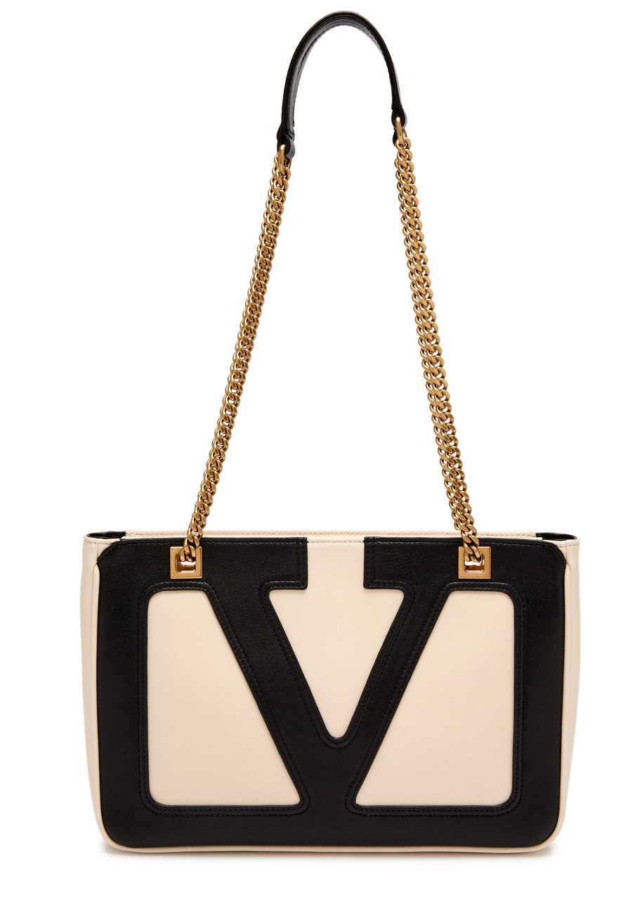 Valentino Garavani Garavani Viva Superstar Medium Nappa Leather Shopping Bag Woman Butter/black Uni In Black