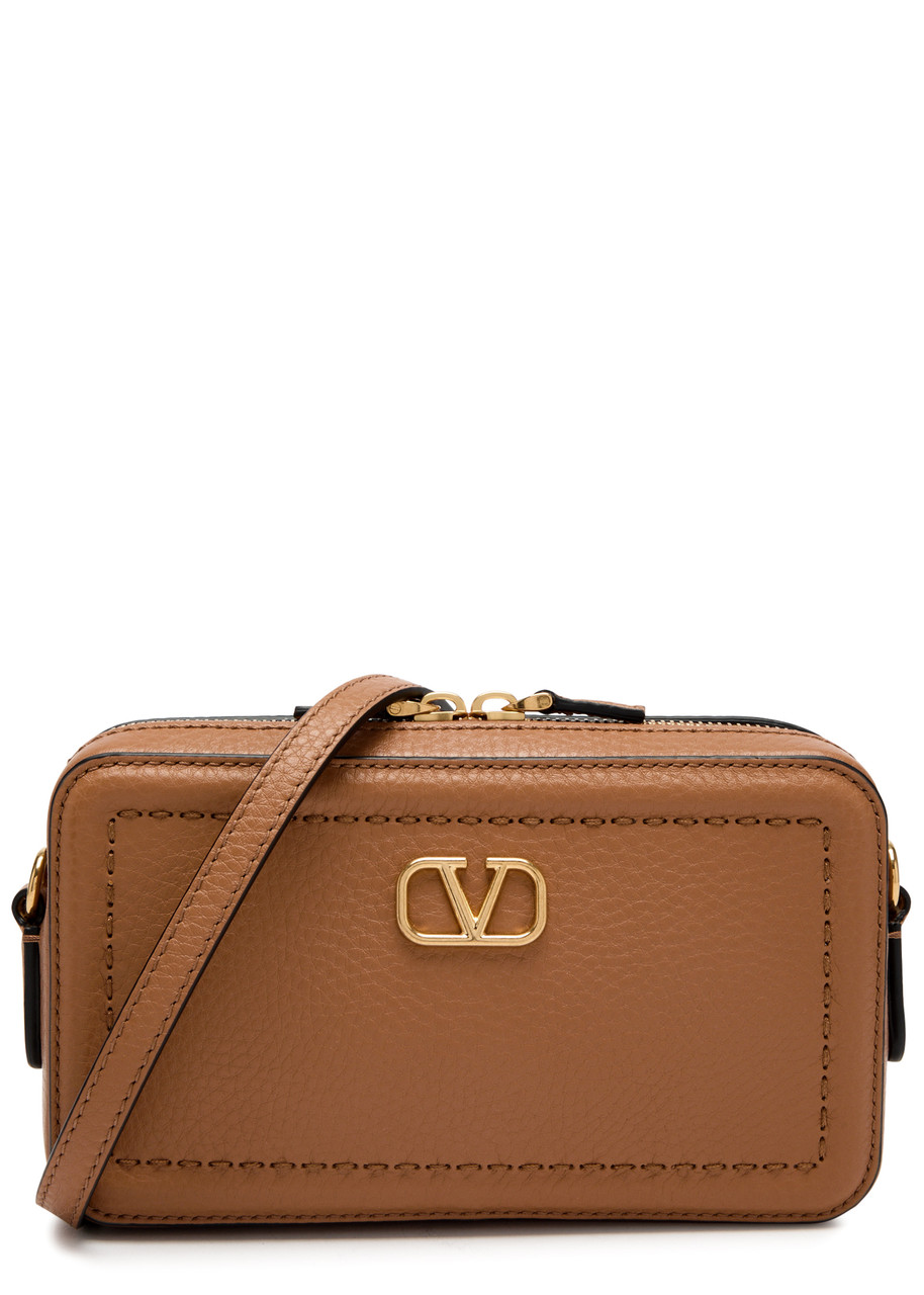 Valentino Garavani Alltime Mini Leather Camera Bag In Beige