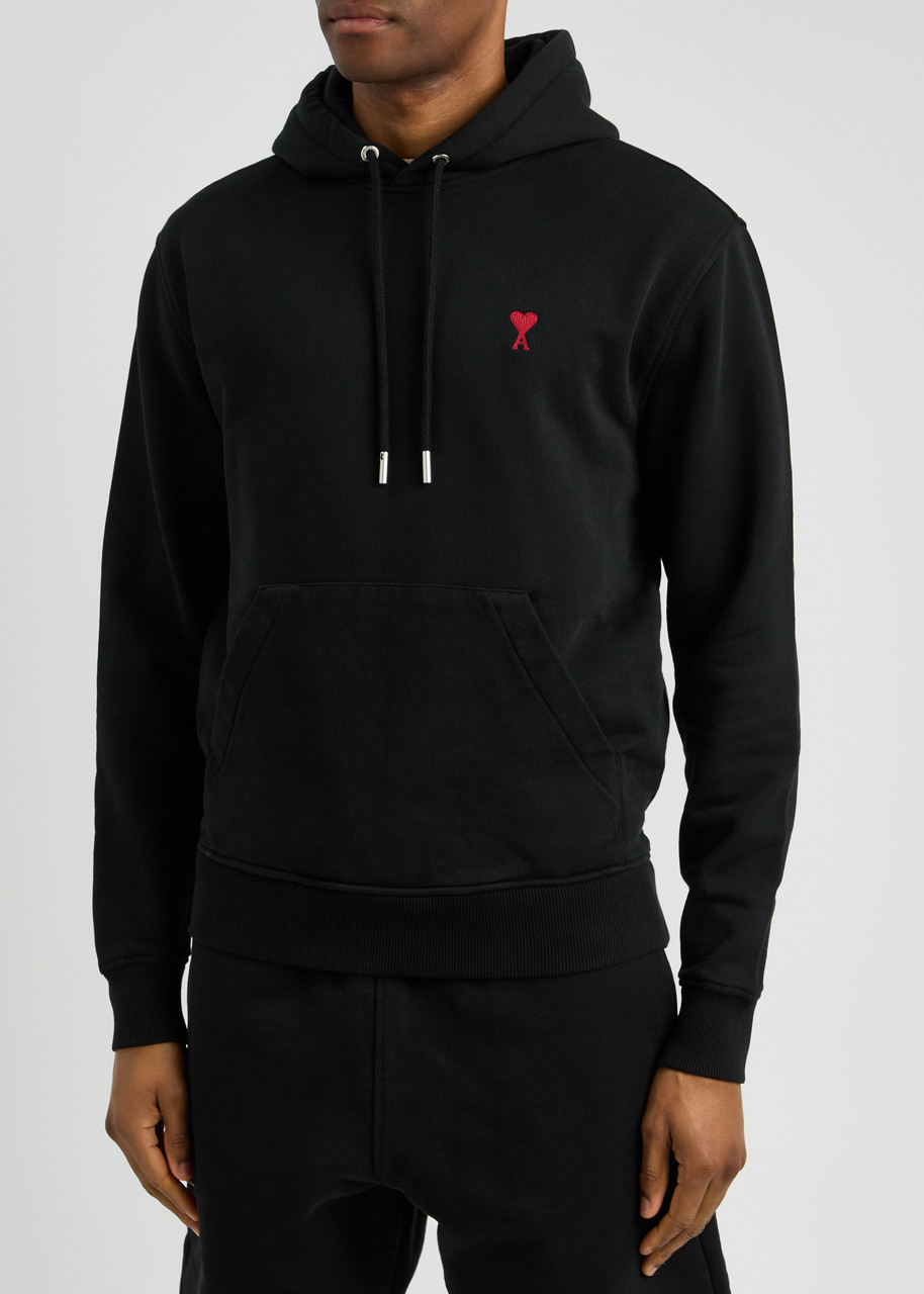 Ami Alexandre Mattiussi Hoodie Sweatshirt With Red Ami De Coeur Patch In Black