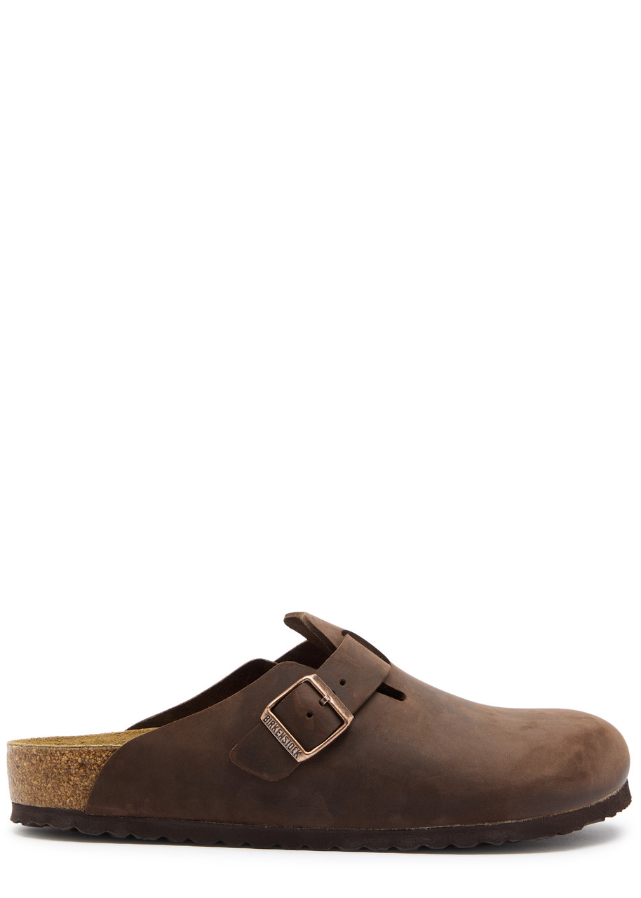 Birkenstock Boston Oiled Leather Sliders – Brown – 44 (IT44 / UK10) Birkenstock Boston Oiled Leather Sliders – Brown – 44 (IT44 / UK10)