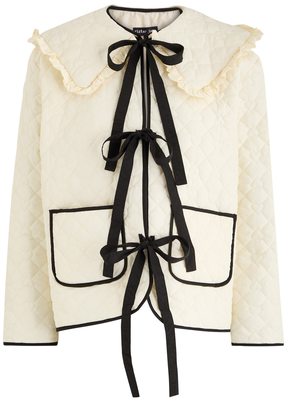 Sister Jane Swallow Quilted Shell Jacket In Cream