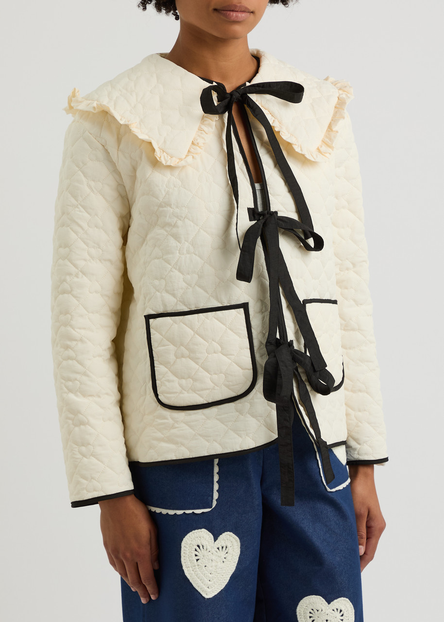  Sister Jane Swallow Quilted Shell Jacket - Cream - 12 (uk12 / M) 