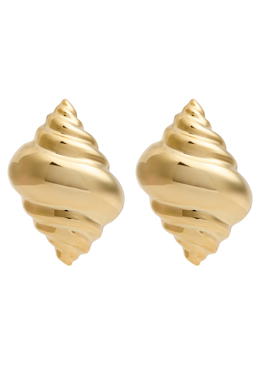 Kenneth Jay Lane Shell Stud Earrings In Gold