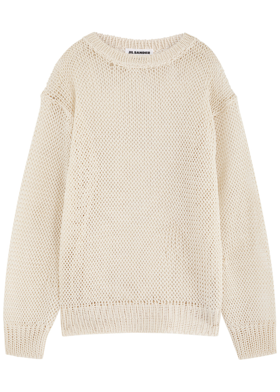 Jil Sander Open-knit Silk Jumper In Off White