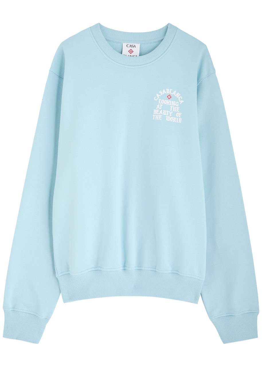 Casablanca The Beauty Of The World Cotton Sweatshirt In Blue