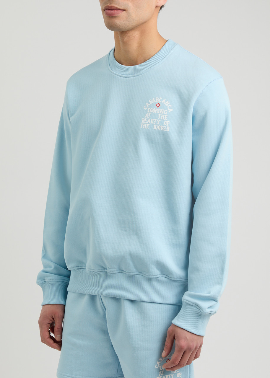 Casablanca The Beauty Of The World Cotton Sweatshirt In Blue