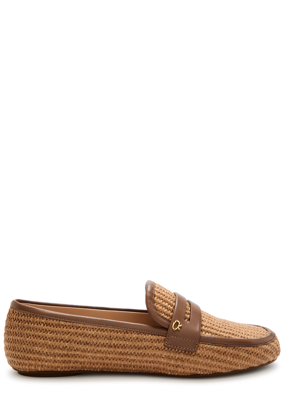 Gianvito Rossi Giorgia Marbella Raffia Loafers In Beige