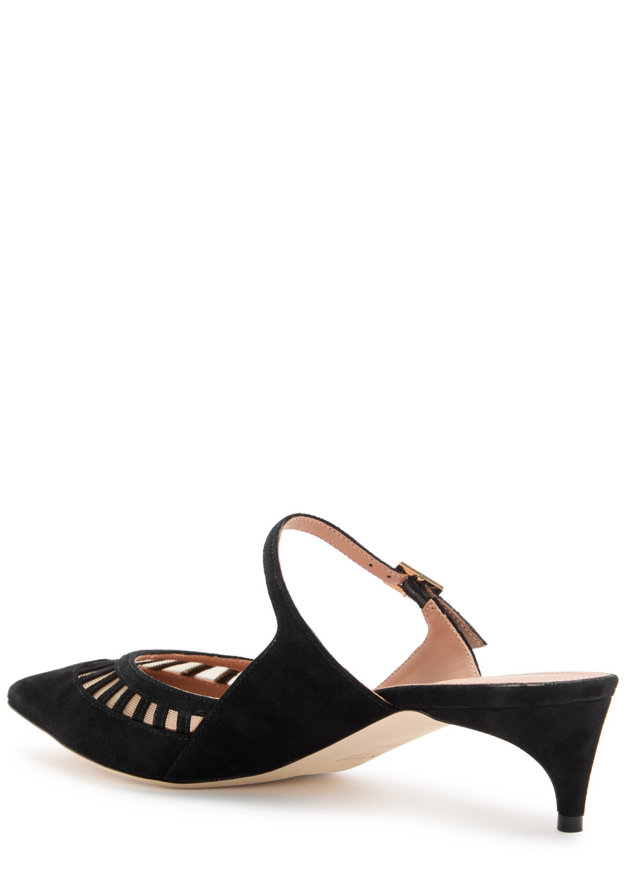 Malone Souliers Bardot 40 Suede Mules In Black