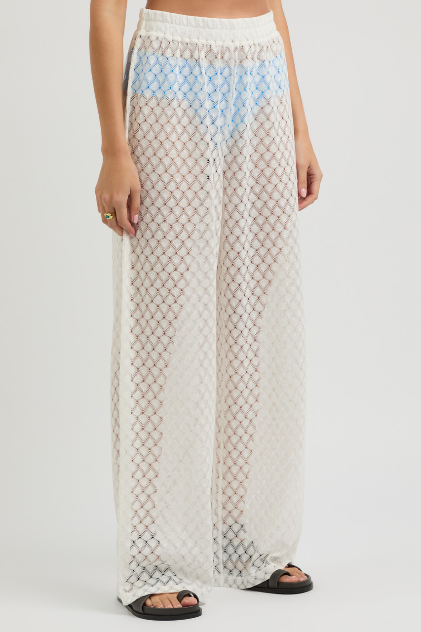 Melissa Odabash Adi Wide-leg Open-knit Trousers In White