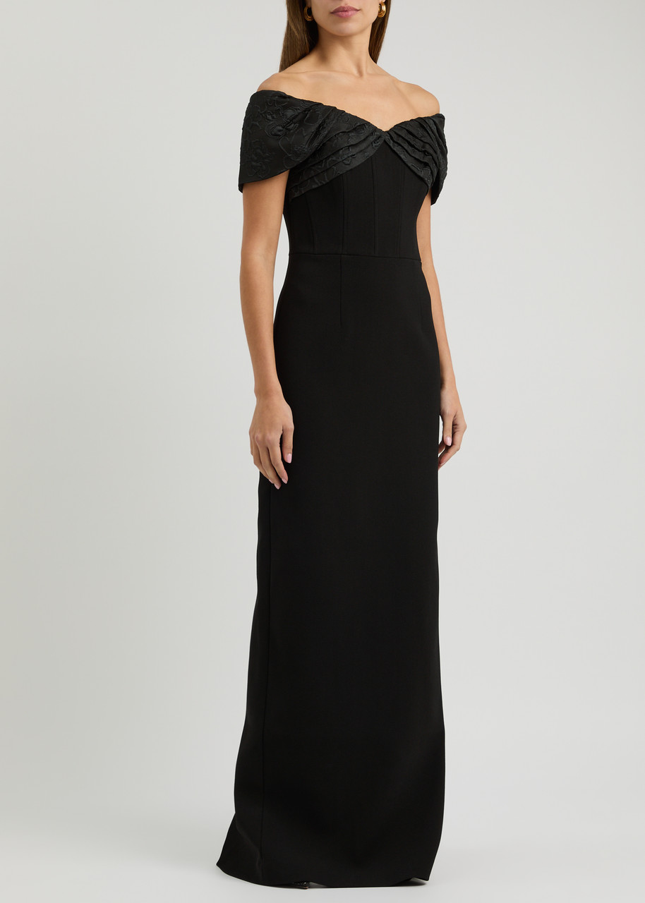 Rebecca Vallance Athena Off-the-shoulder Gown In Black