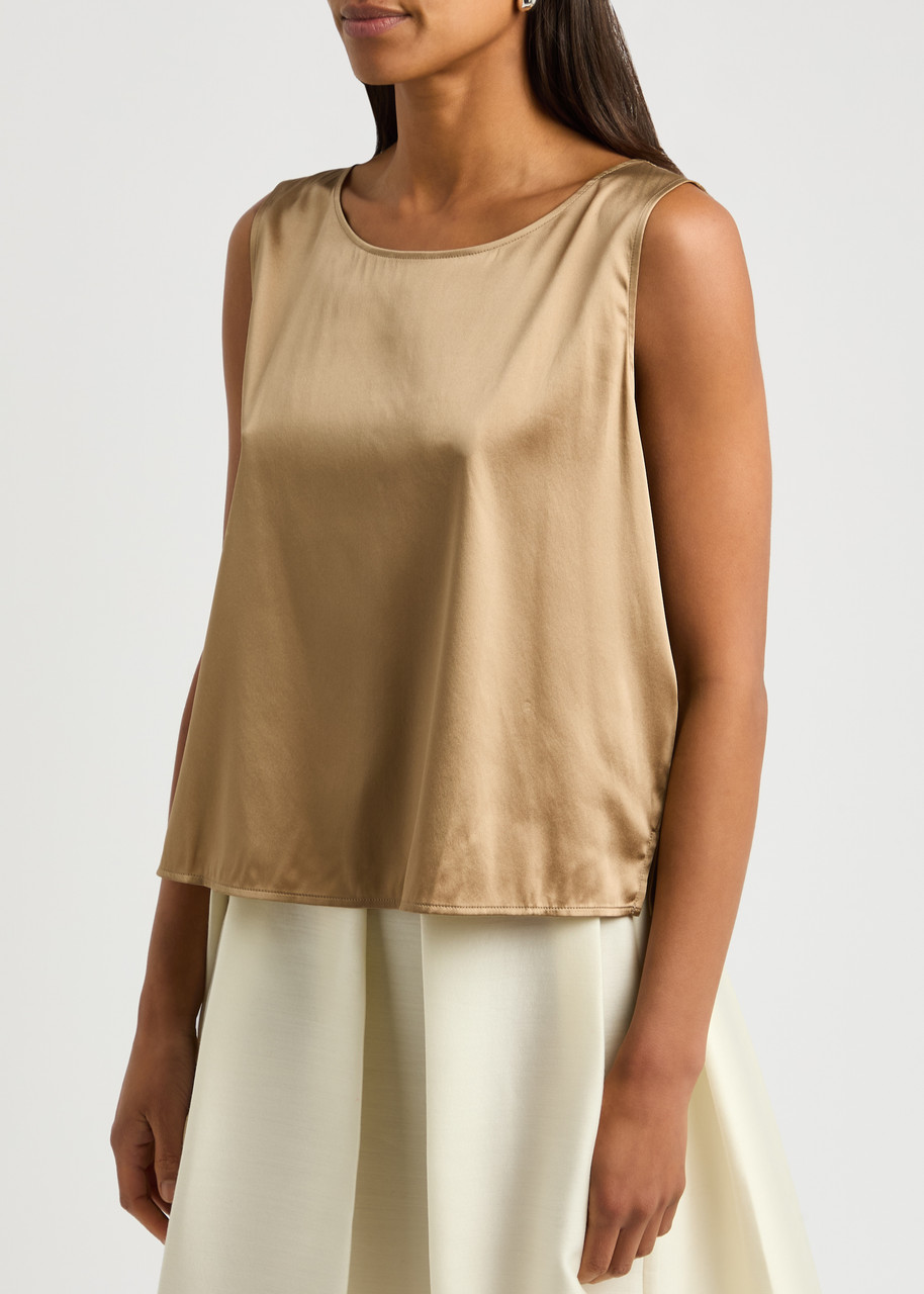 Eileen Fisher Stretch-silk Tank In Beige