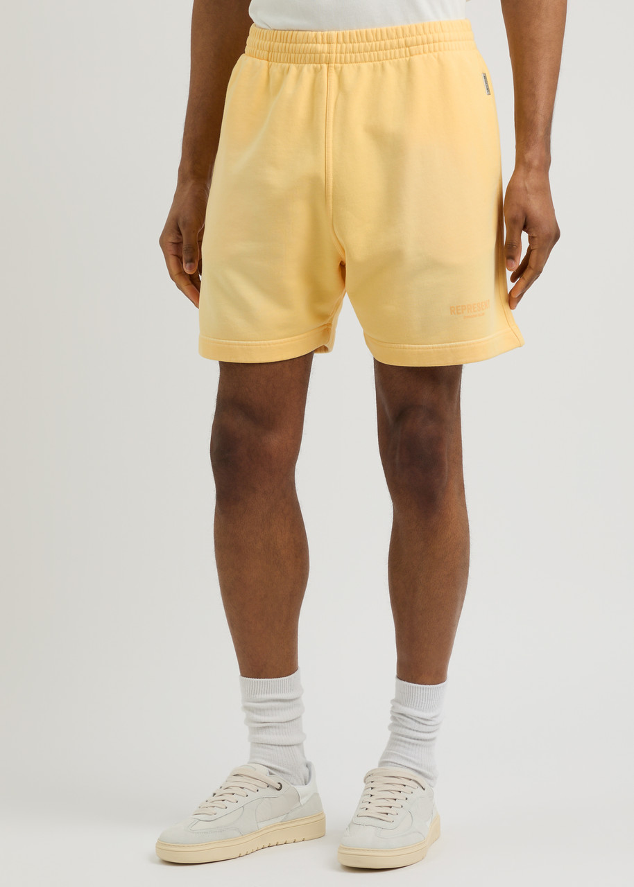 Represent Owners' Club Logo Cotton Shorts In Yellow