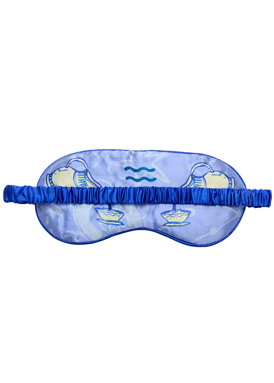 Jessica Russell Flint Aquarius Printed Silk-satin Eye Mask In Blue