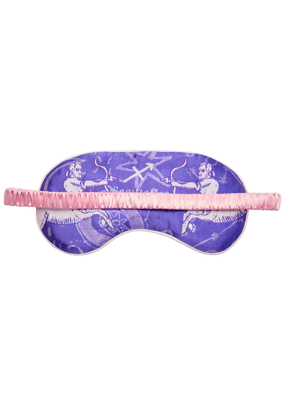 Jessica Russell Flint Sagittarius Printed Silk-satin Eye Mask In Purple