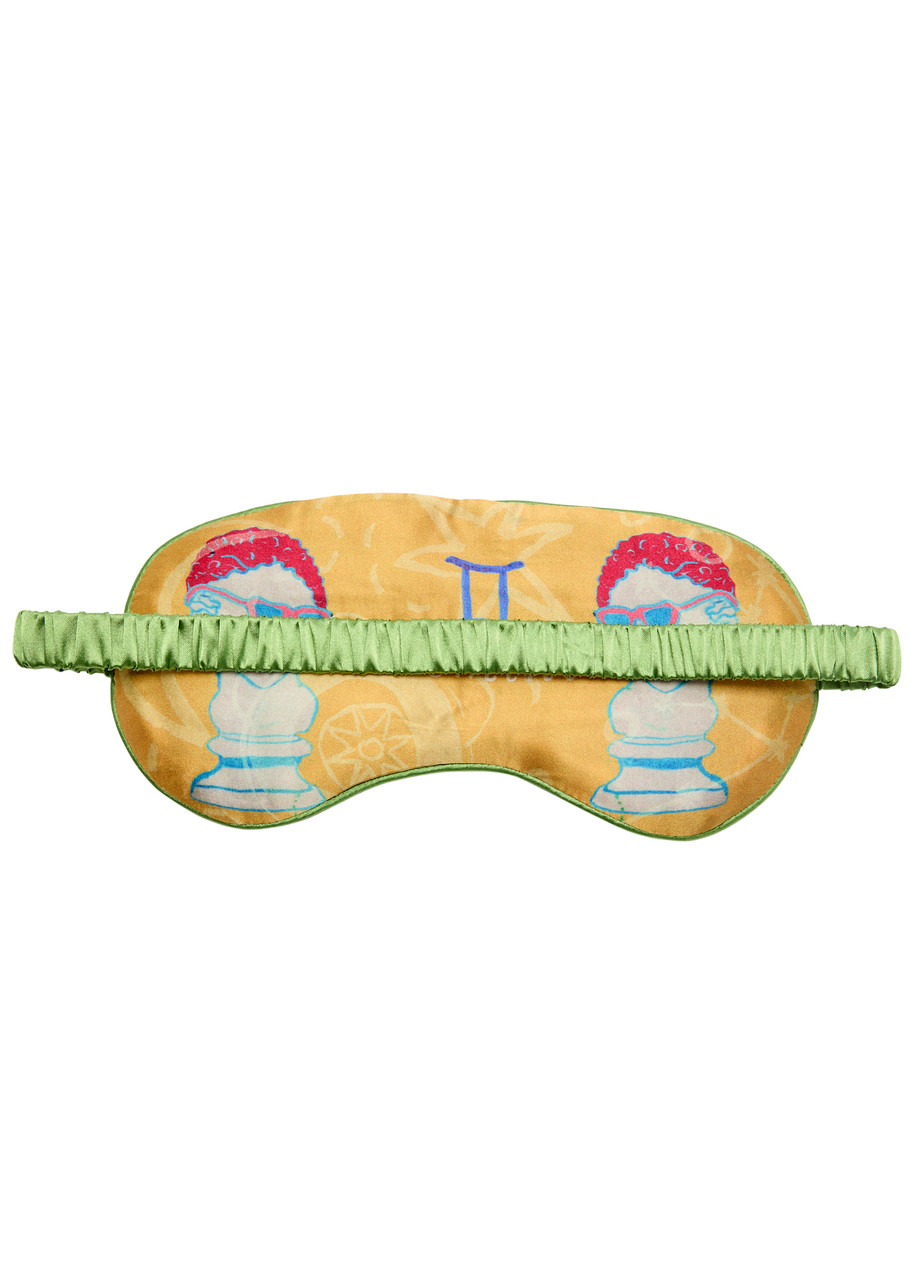 Jessica Russell Flint Gemini Printed Silk-satin Eye Mask In Yellow