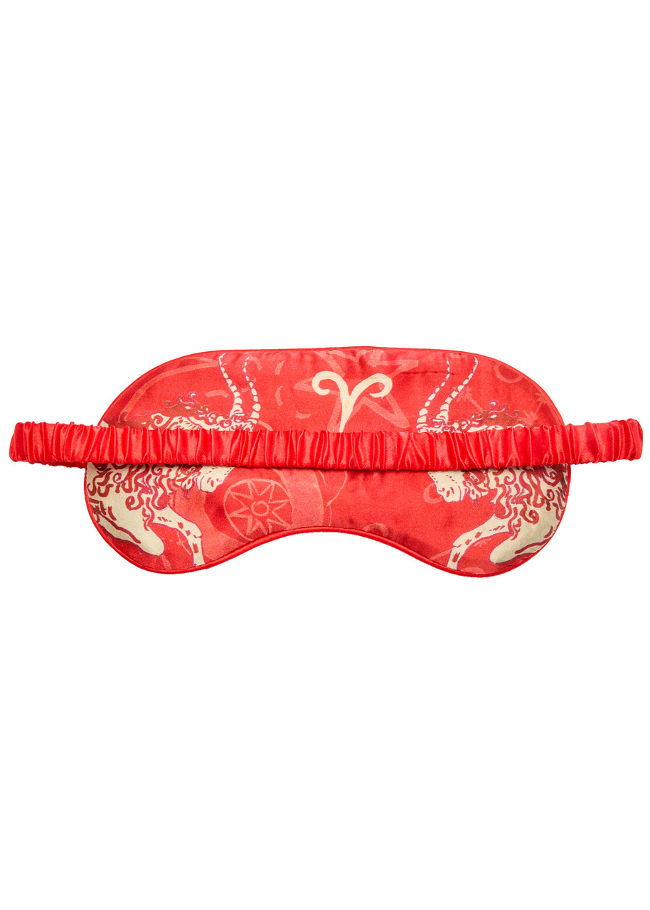 Jessica Russell Flint Aries Printed Silk-satin Eye Mask In Red