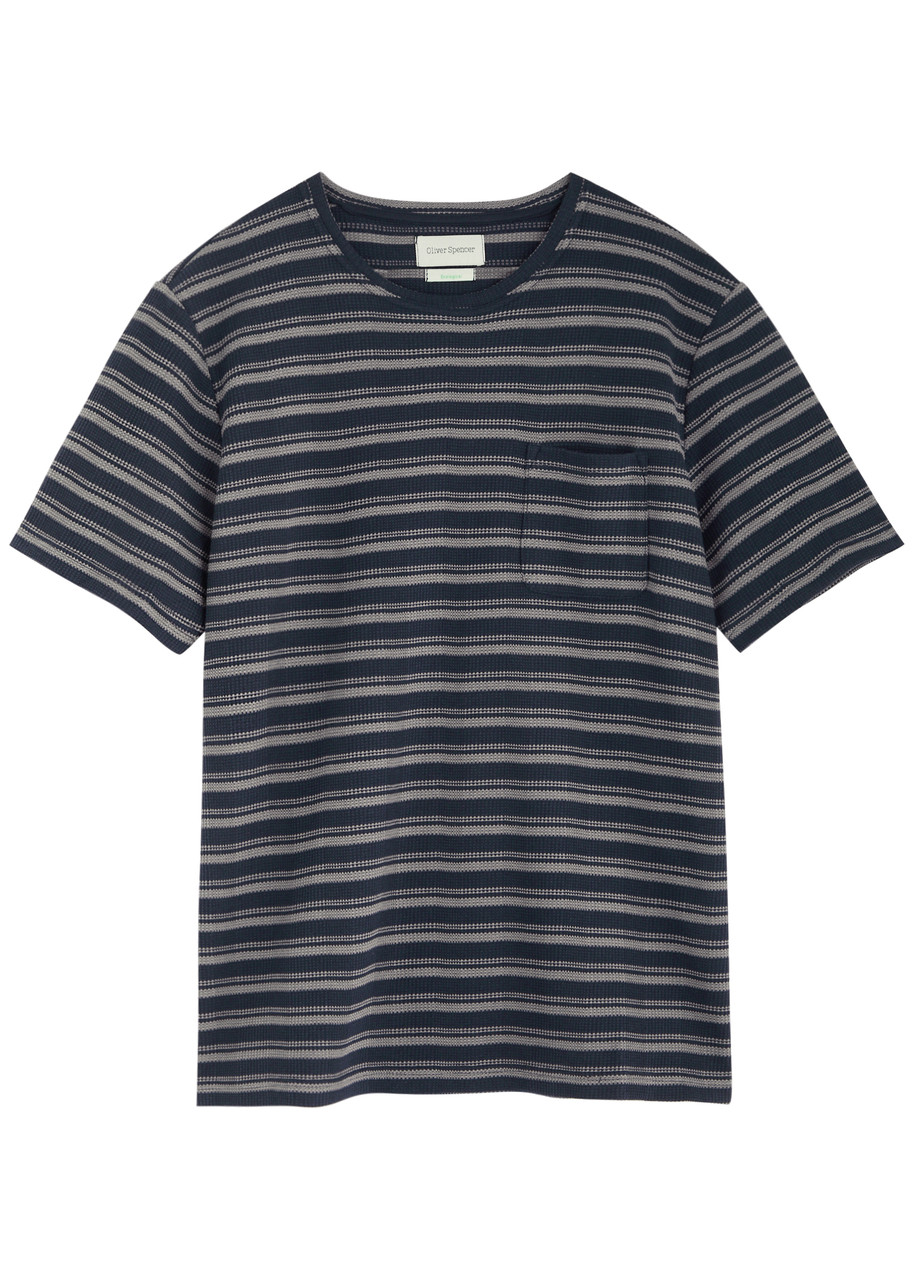 Oliver Spencer Oli's Striped Waffle-knit T-shirt - Navy - L