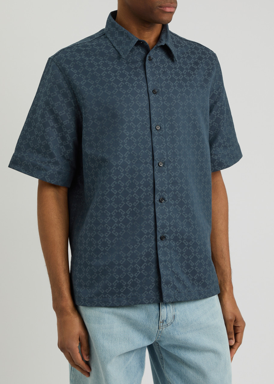  Givenchy Logo-monogrammed Jacquard Cotton-blend Shirt - Navy - S 