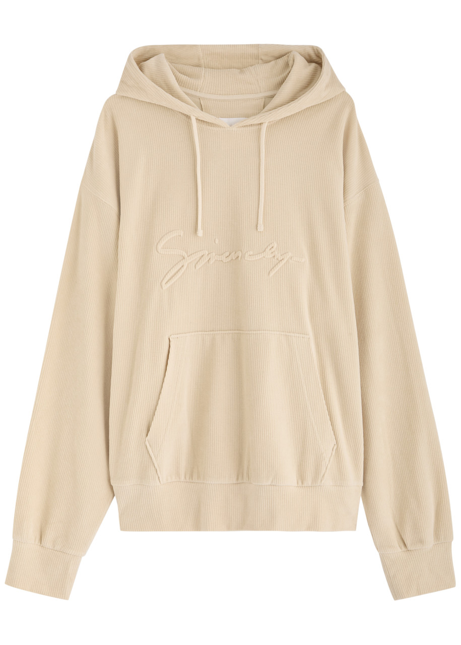 Givenchy Logo Cotton-blend Velvet Hoodie In Sand