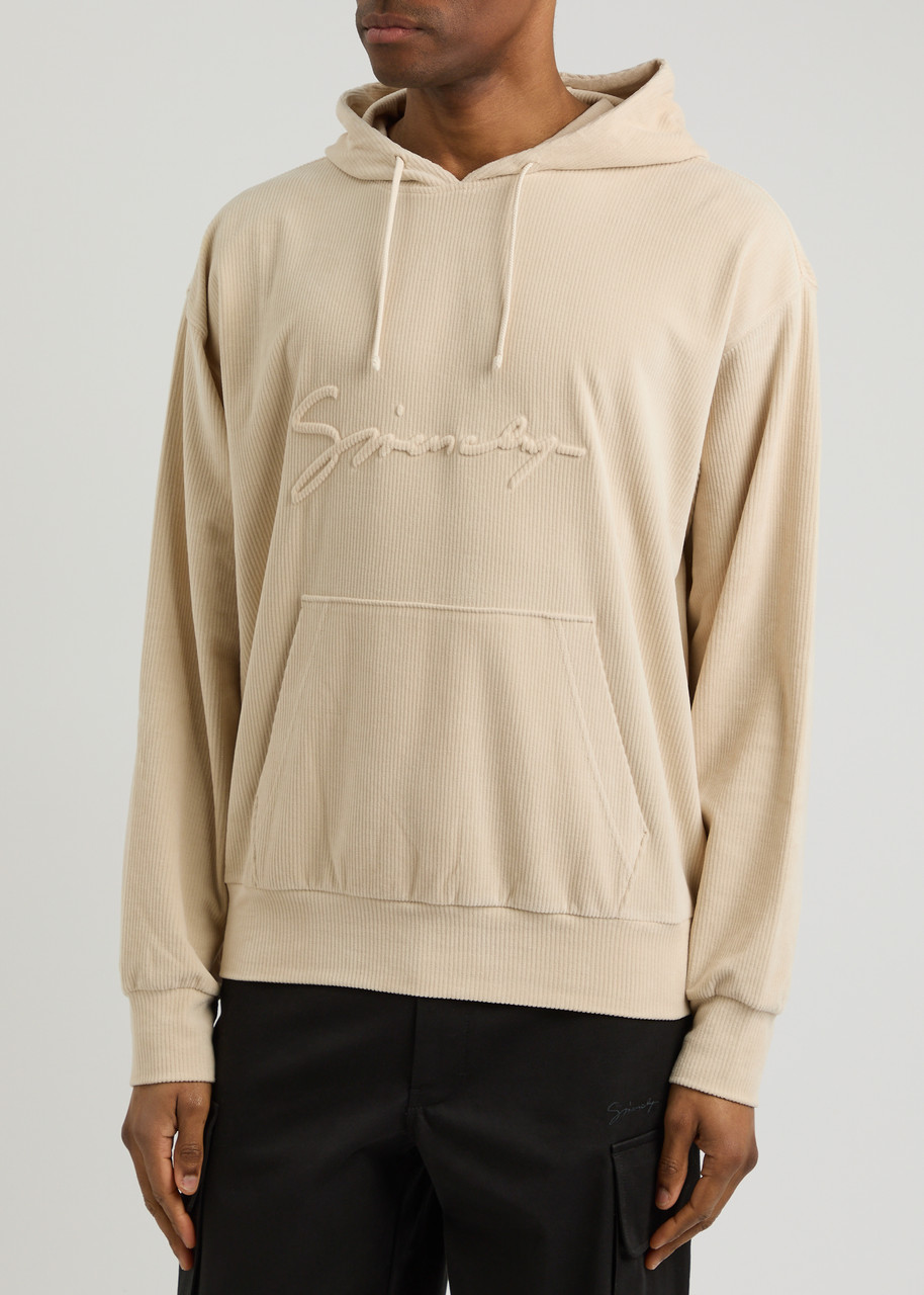  Givenchy Logo Hooded Ribbed Velvet Sweatshirt - Sand - Xl 